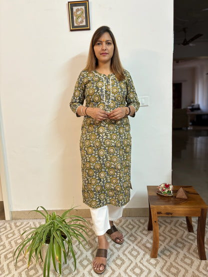 Leaf Green Floral Kurta