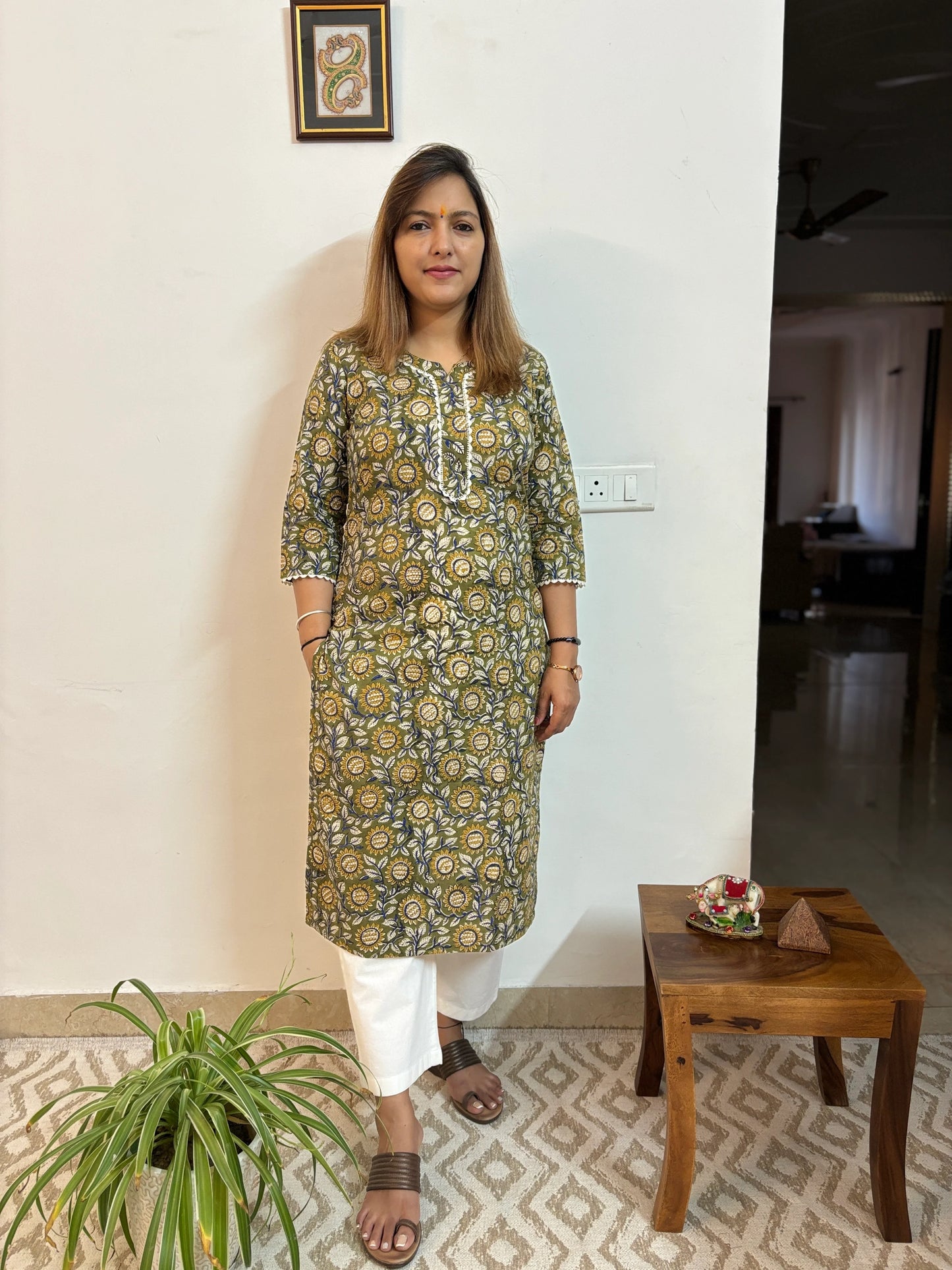 Leaf Green Floral Kurta