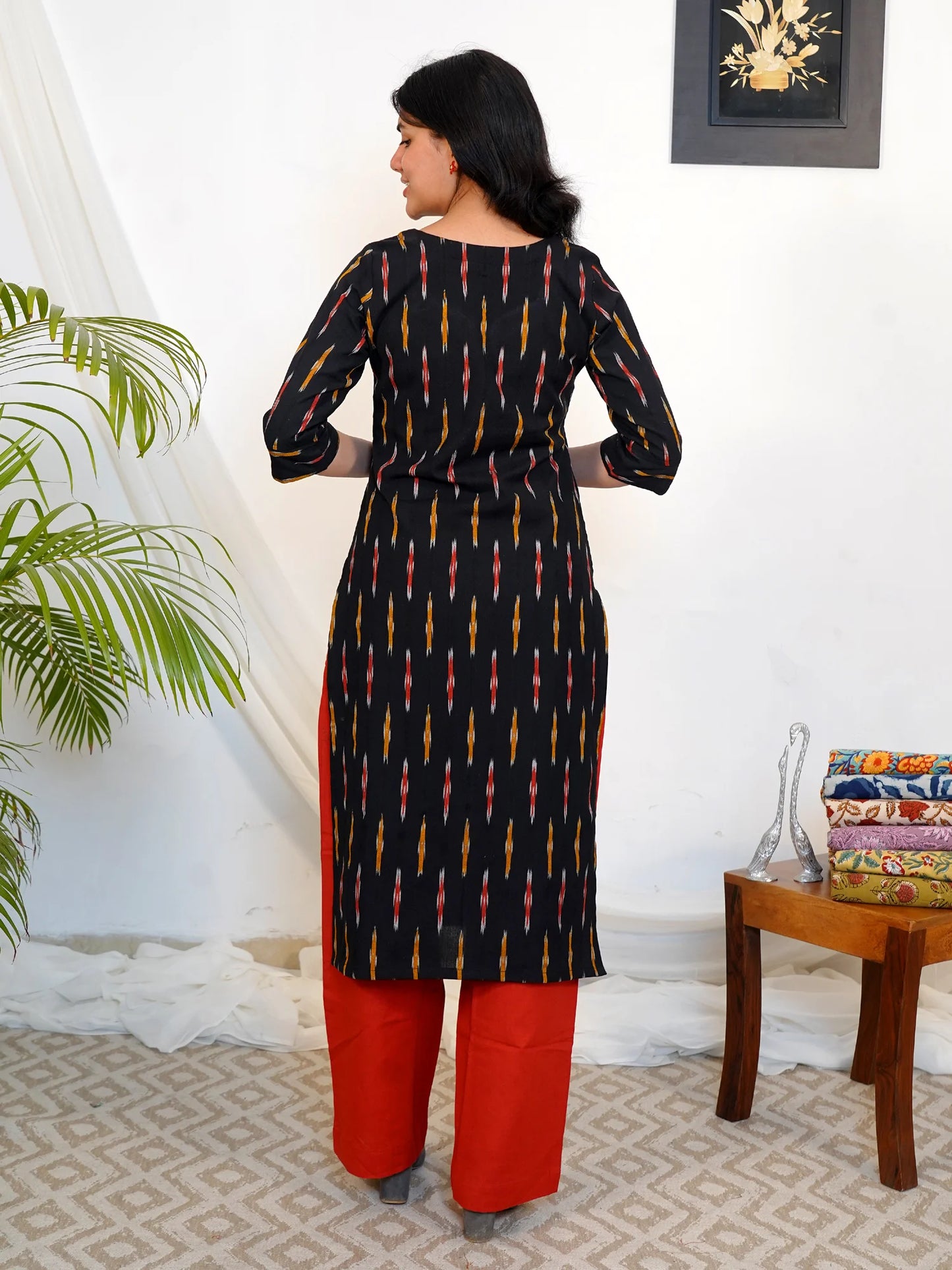 Ikkat Handloom Golden Stripes COTTON Kurta