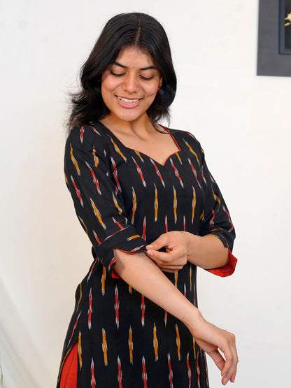 Ikkat Handloom Golden Stripes COTTON Kurta