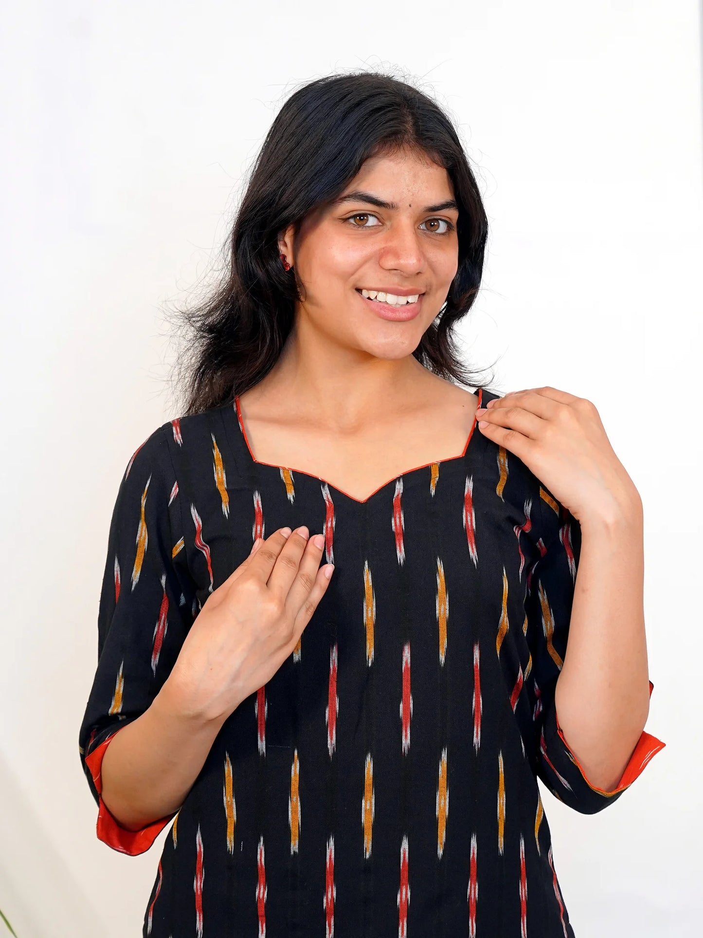 Ikkat Handloom Golden Stripes COTTON Kurta