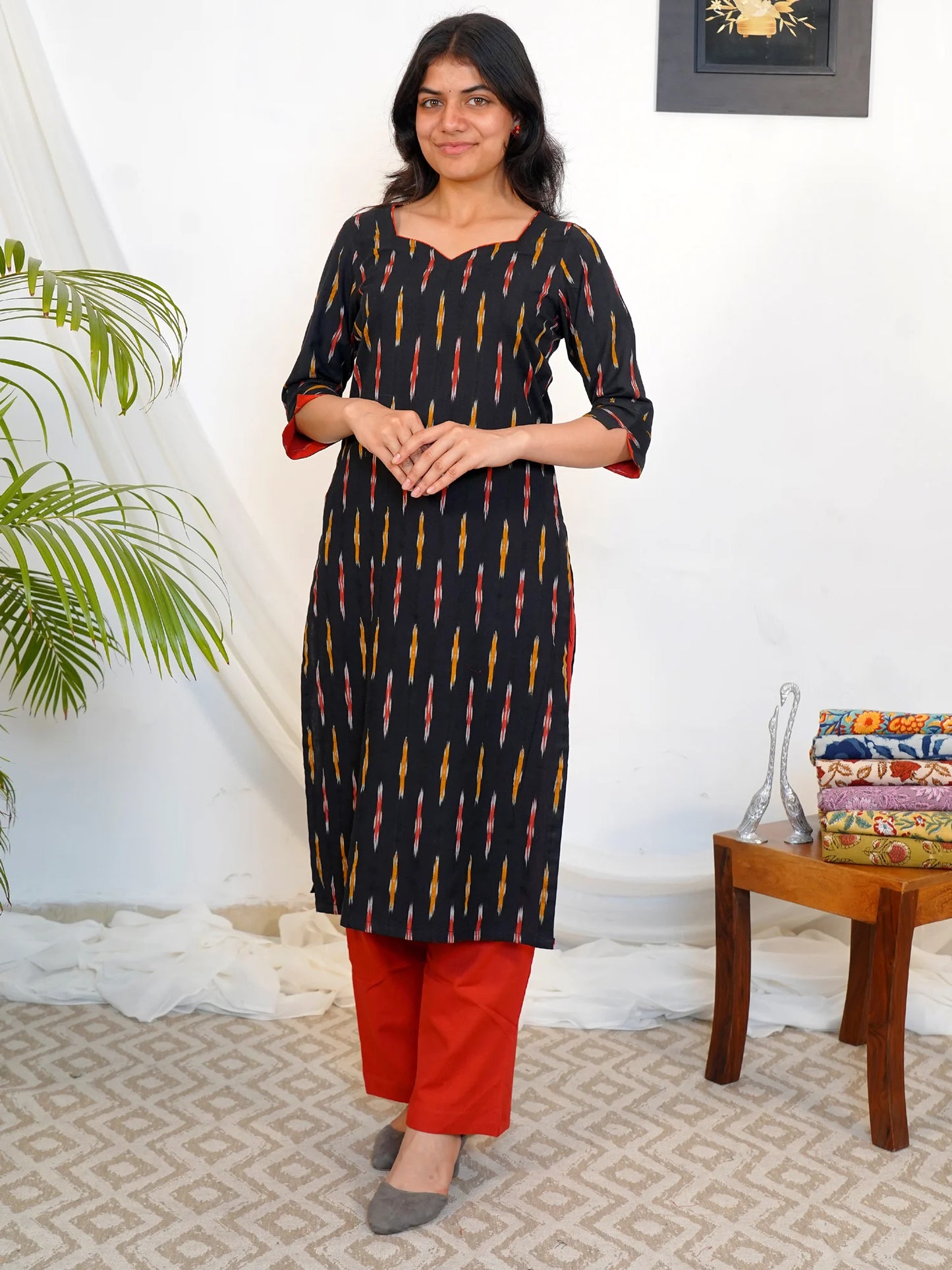 Ikkat Handloom Golden Stripes COTTON Kurta