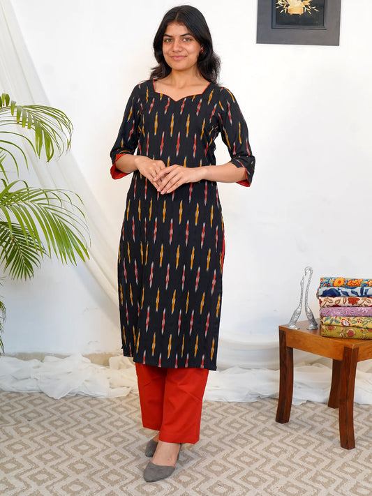 Ikkat Handloom Golden Stripes COTTON Kurta