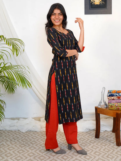 Ikkat Handloom Golden Stripes COTTON Kurta