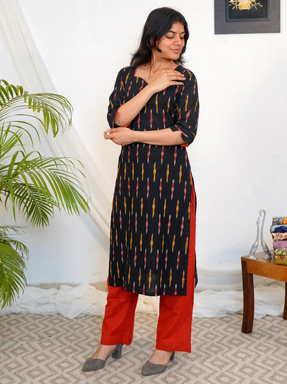 Ikkat Handloom Golden Stripes COTTON Kurta