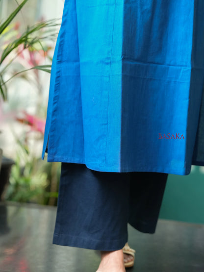 Indigo Blue A-Line Handloom South Cotton Kurta