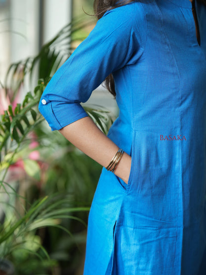 Indigo Blue A-Line Handloom South Cotton Kurta