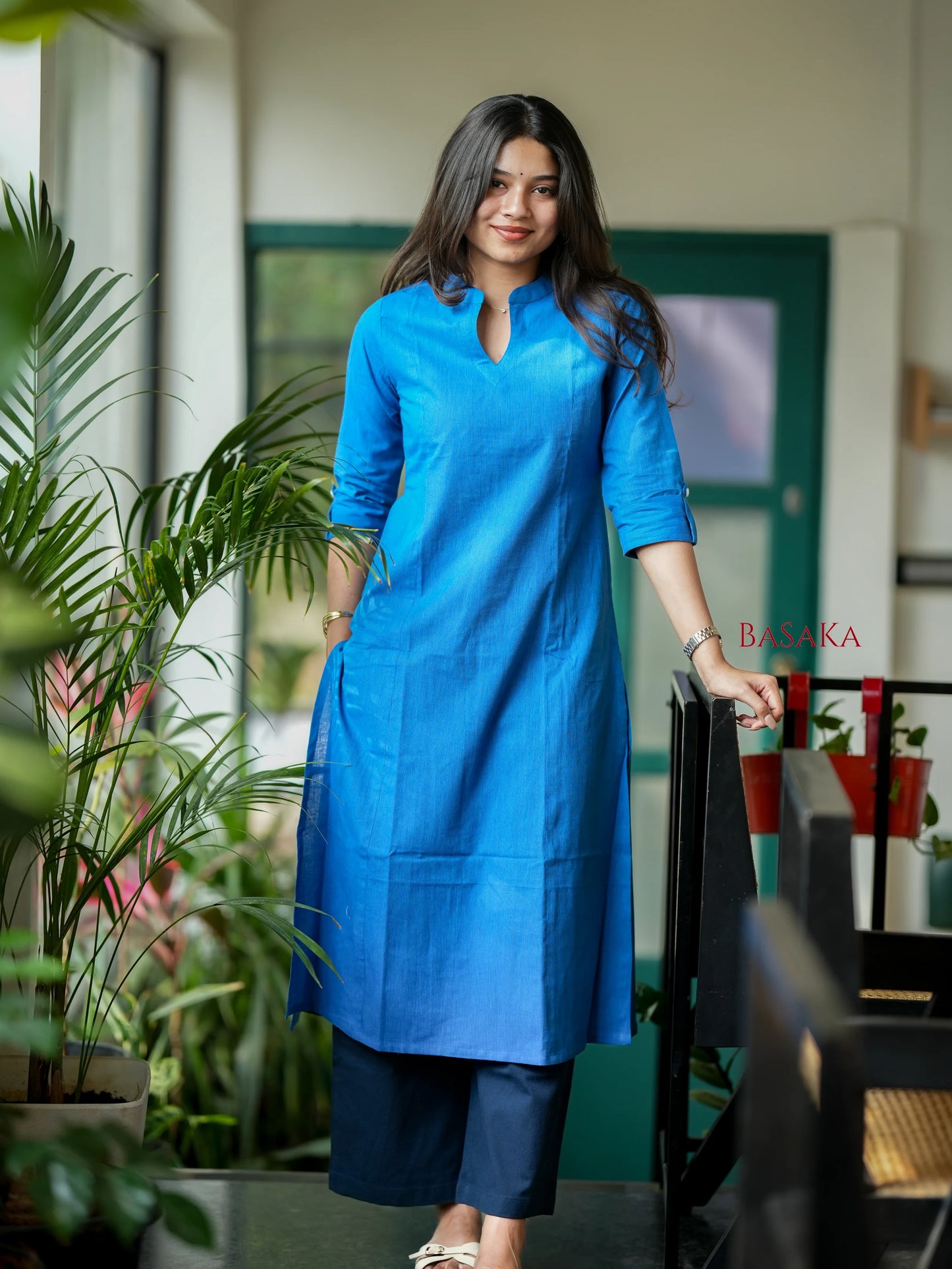 Indigo Blue A-Line Handloom South Cotton Kurta