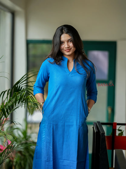 Indigo Blue A-Line Handloom South Cotton Kurta