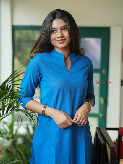 Indigo Blue A-Line Handloom South Cotton Kurta
