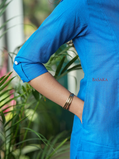 Indigo Blue A-Line Handloom South Cotton Kurta