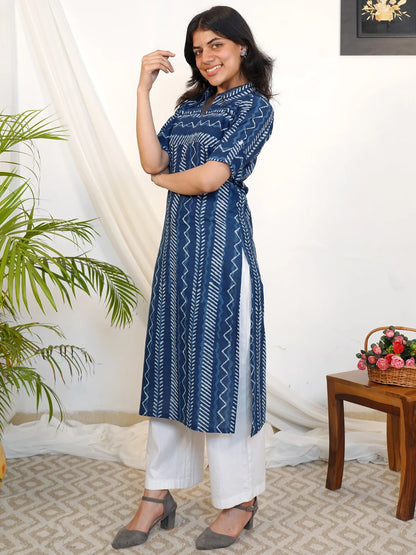 Indigo Graph Shirt Collar COTTON Kurta