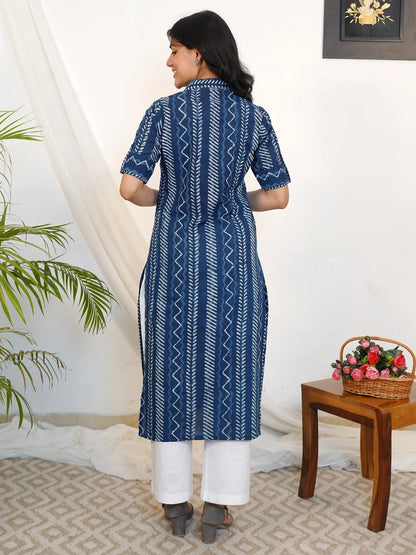 Indigo Graph Shirt Collar COTTON Kurta