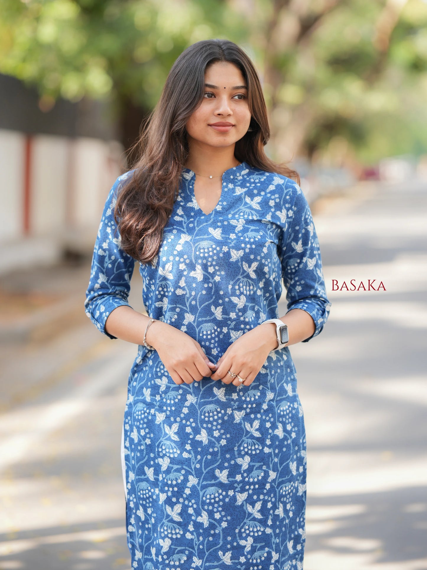 Indigo Jaal Floral Block Printed COTTON Kurta -update