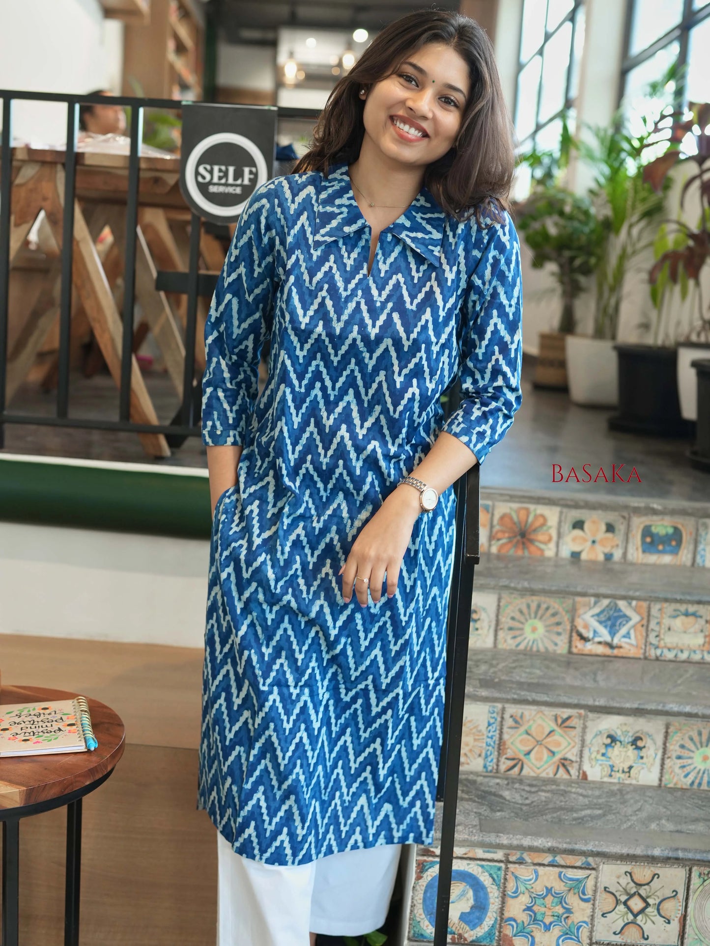 Indigo Weaves Shirt Collar Kurta