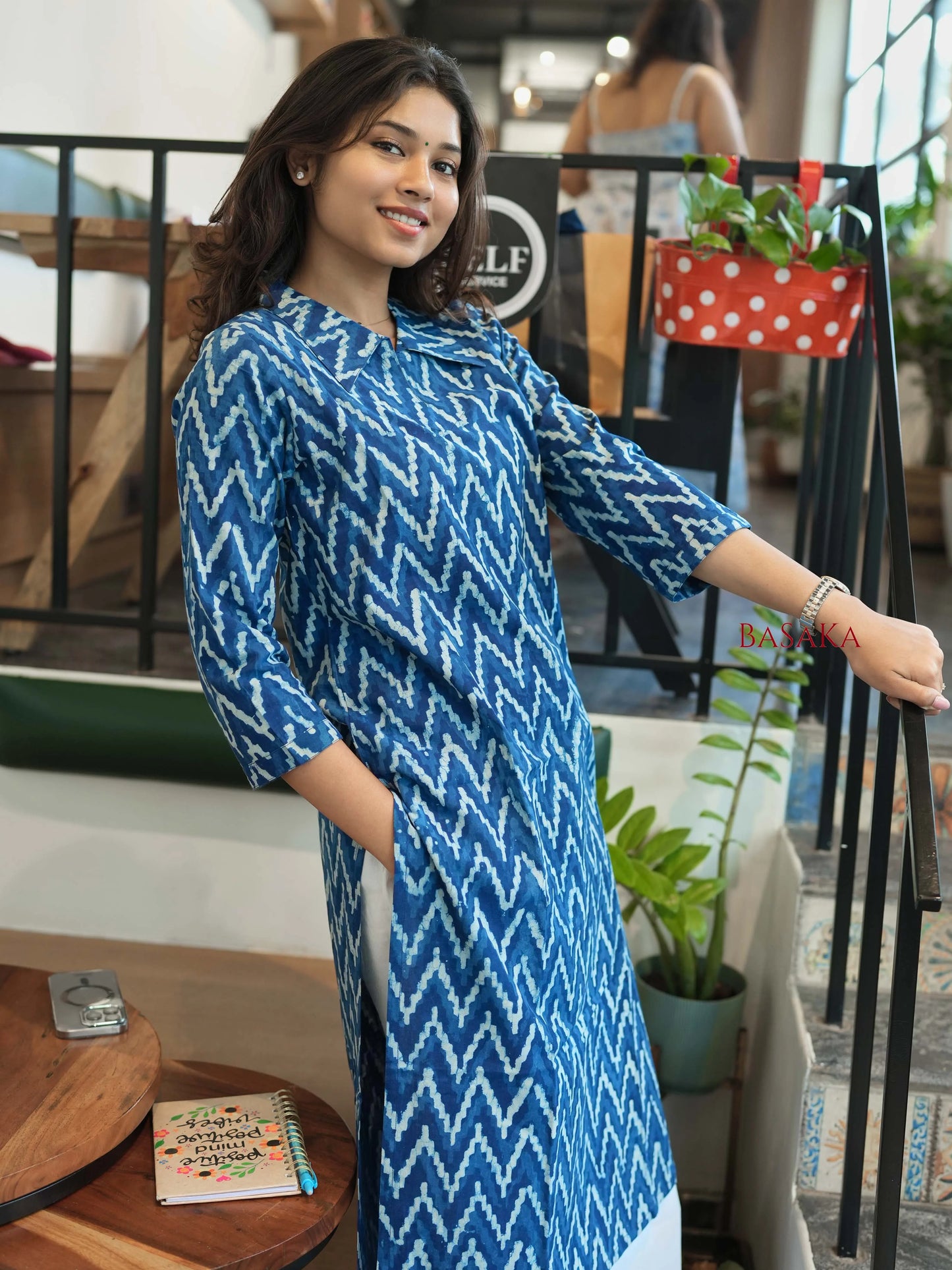 Indigo Weaves Shirt Collar Kurta