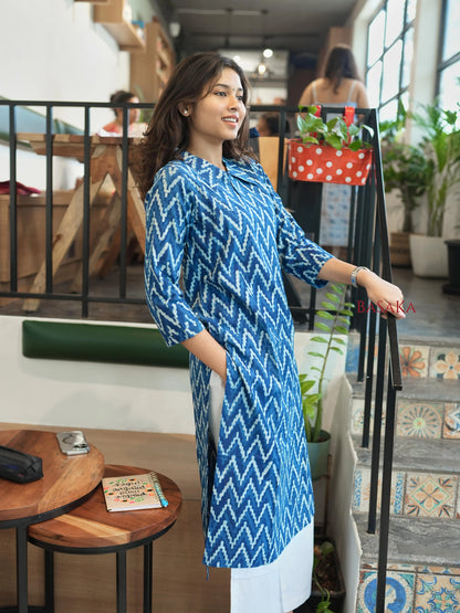 Indigo Weaves Shirt Collar Kurta