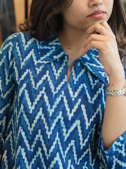 Indigo Weaves Shirt Collar Kurta