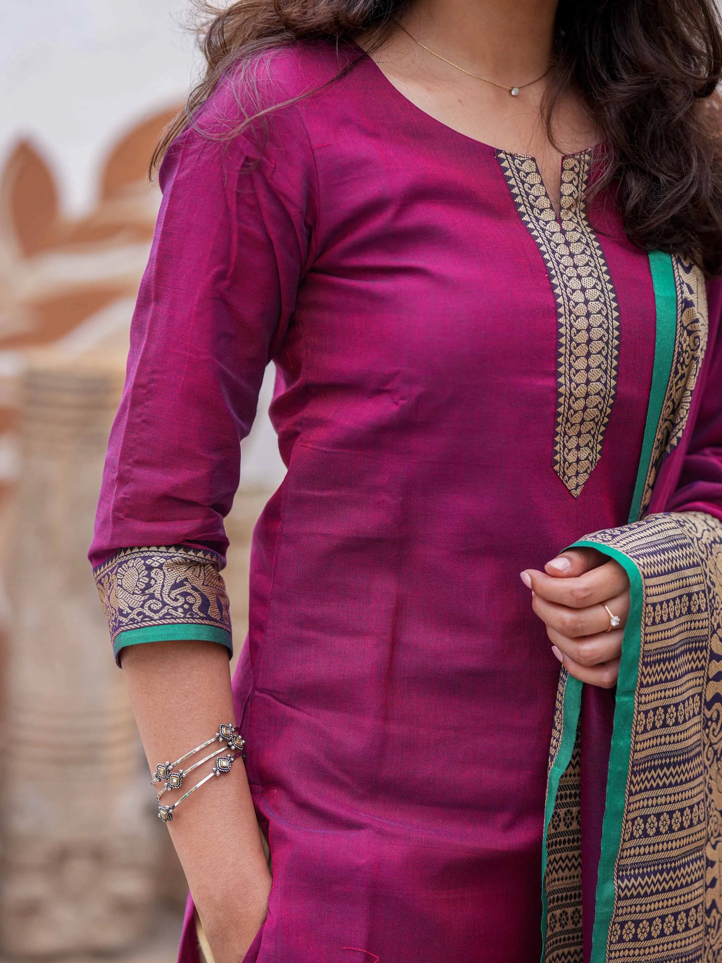 Jazzberry Jam Handloom Kurta and Duppata Set with lining