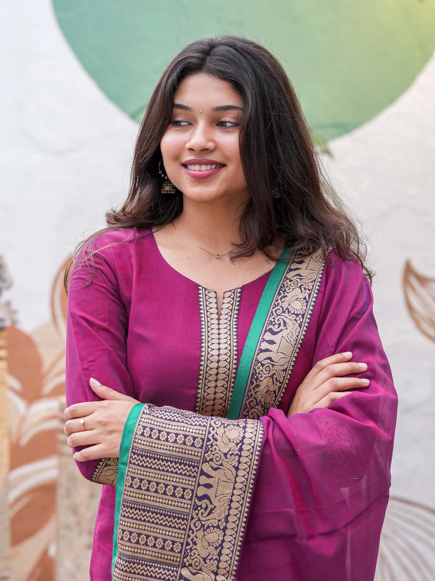 Jazzberry Jam Handloom Kurta and Duppata Set with lining