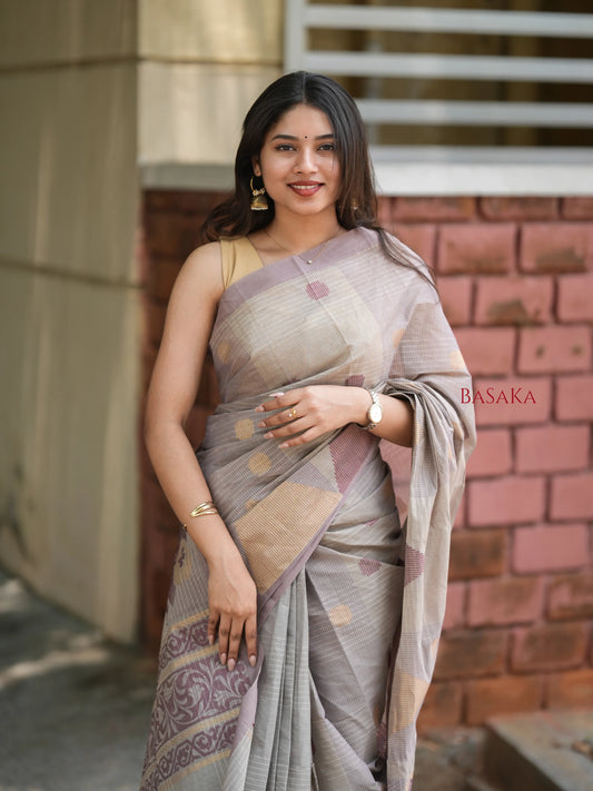 Lavender Blush Handloom COTTON Saree