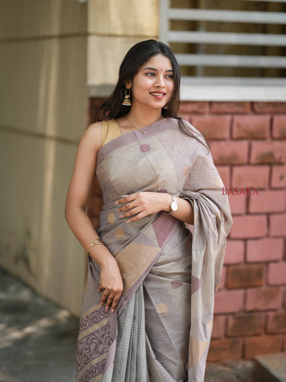 Lavender Blush Handloom COTTON Saree