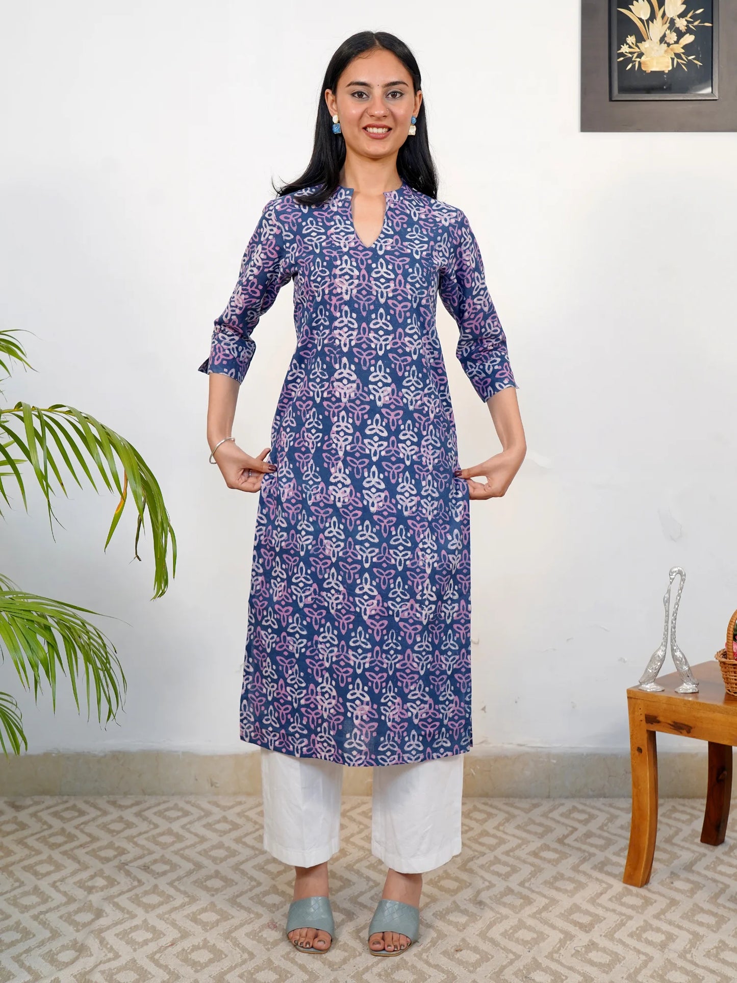 Lavender Rangoli Block Printed COTTON Kurta