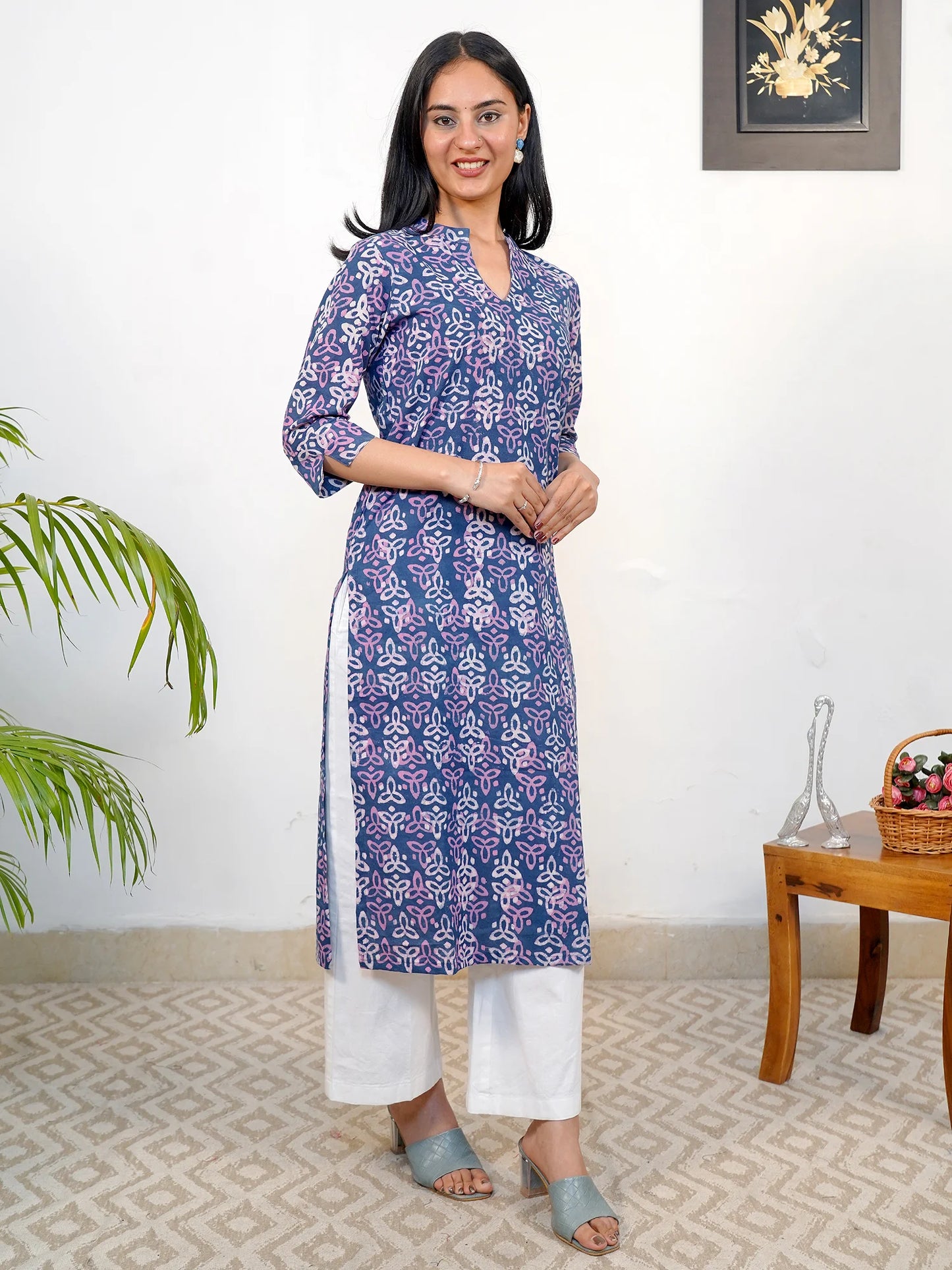 Lavender Rangoli Block Printed COTTON Kurta
