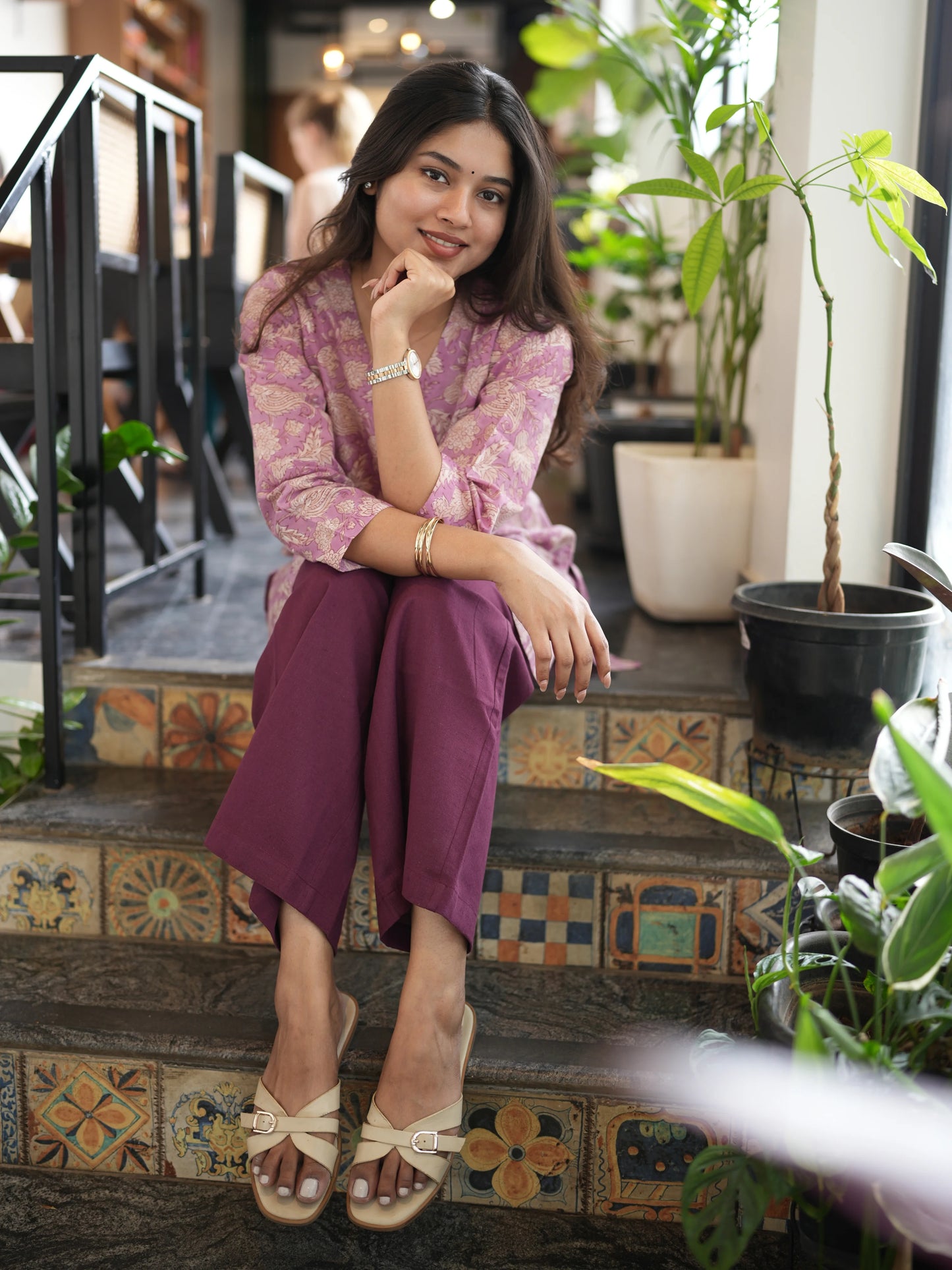 Wild Orchid Block Printed Cotton Short Kurti
