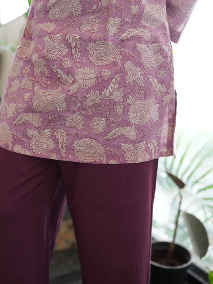 Wild Orchid Block Printed Cotton Short Kurti