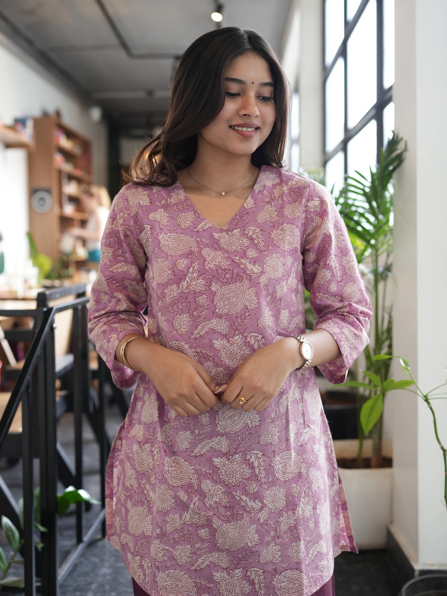 Wild Orchid Block Printed Cotton Short Kurti