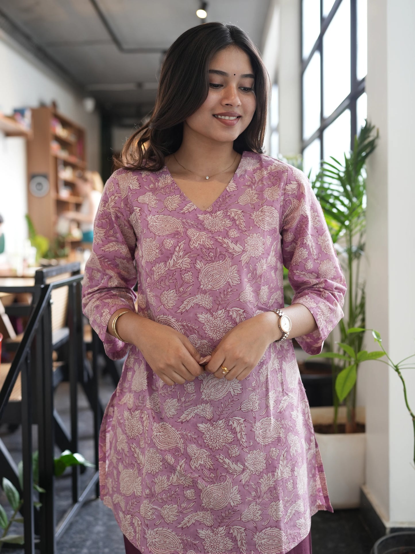 Wild Orchid Block Printed Cotton Short Kurti