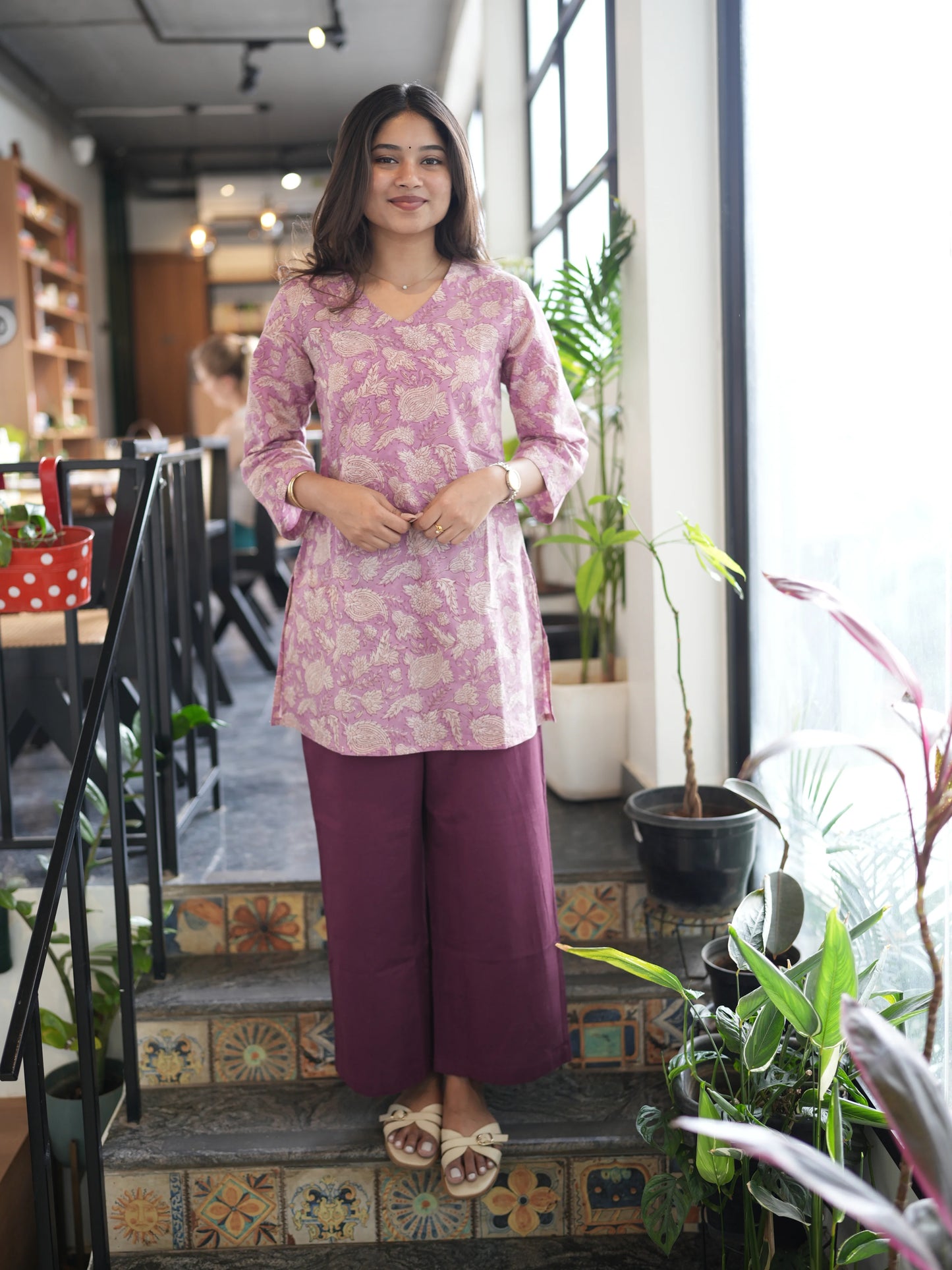 Wild Orchid Block Printed Cotton Short Kurti