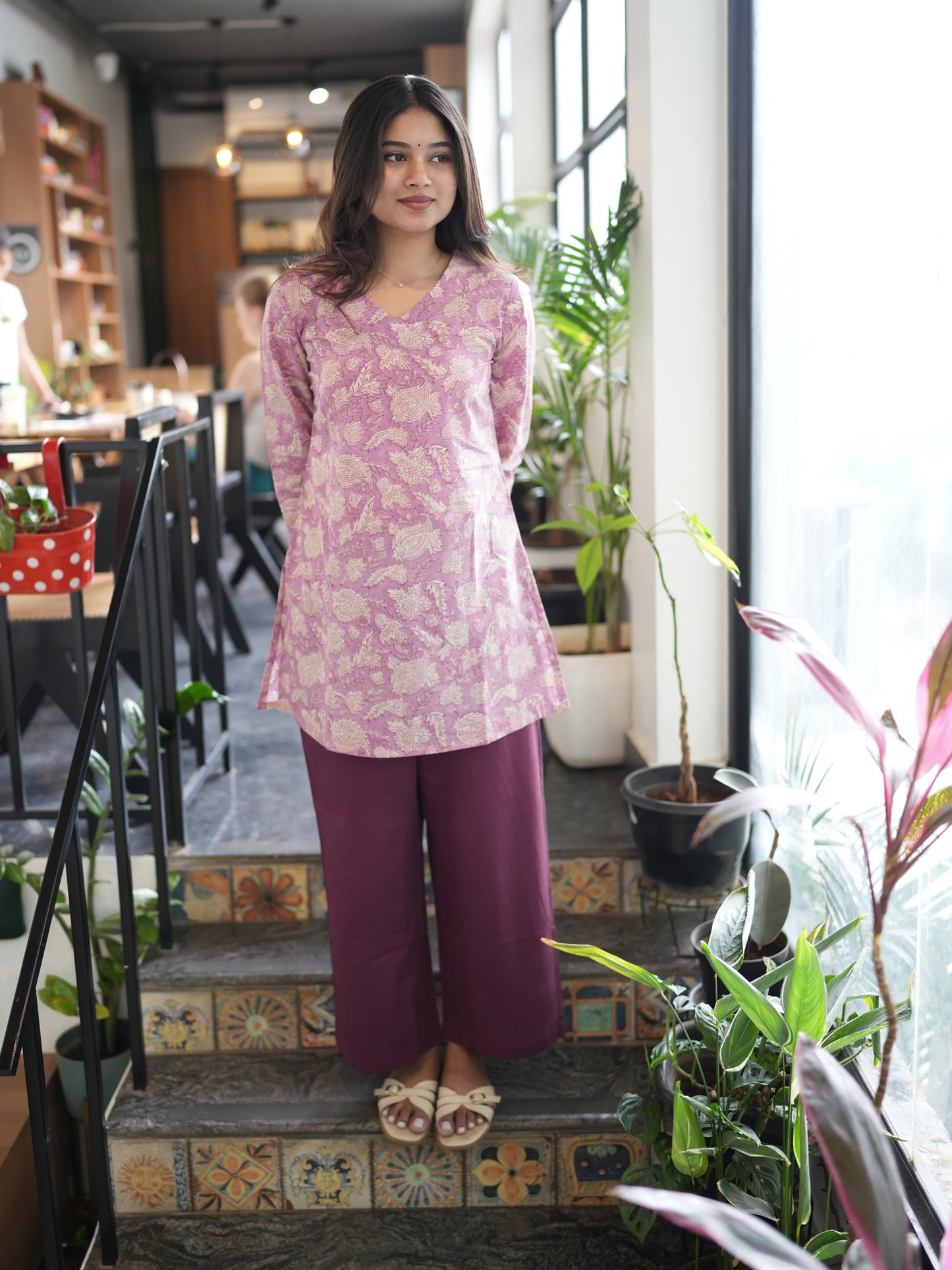 Wild Orchid Block Printed Cotton Short Kurti