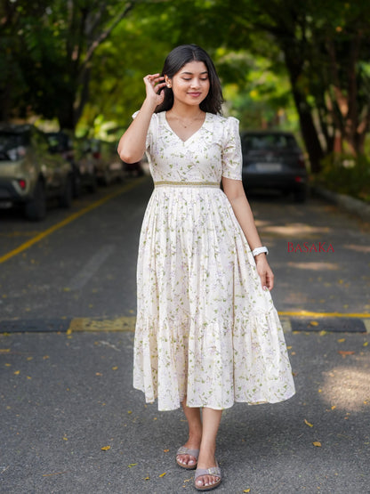 Lush Leaf COTTON Tiered Dress