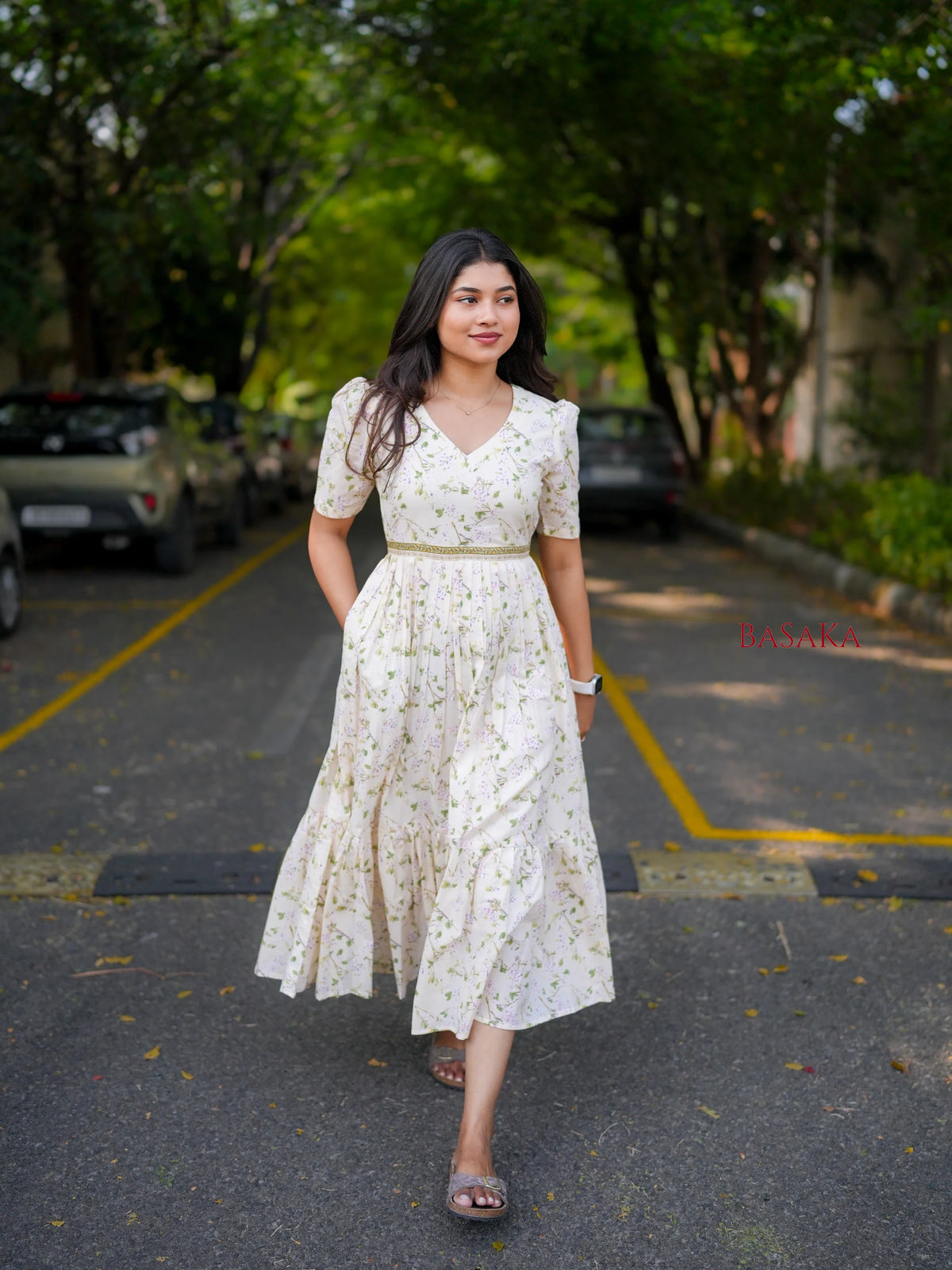 Lush Leaf COTTON Tiered Dress