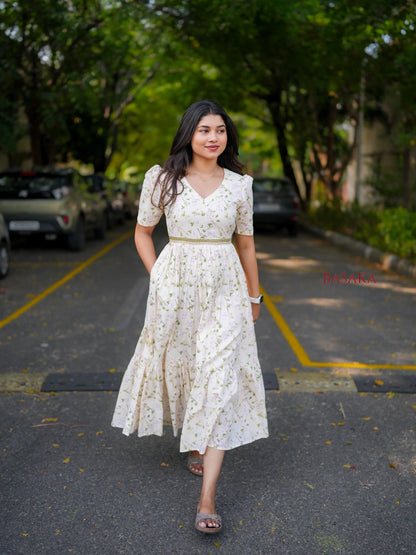 Lush Leaf COTTON Tiered Dress