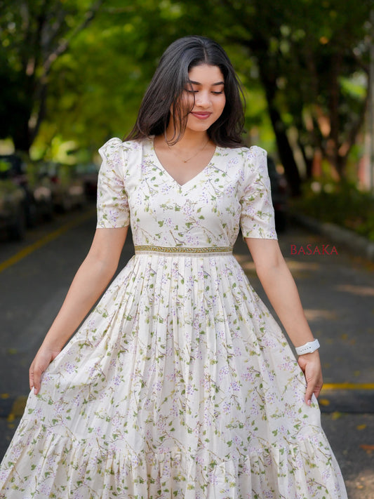 Lush Leaf COTTON Tiered Dress