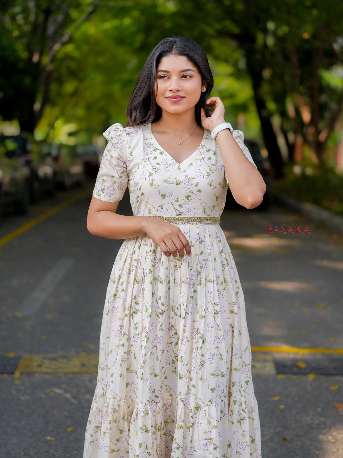 Lush Leaf COTTON Tiered Dress