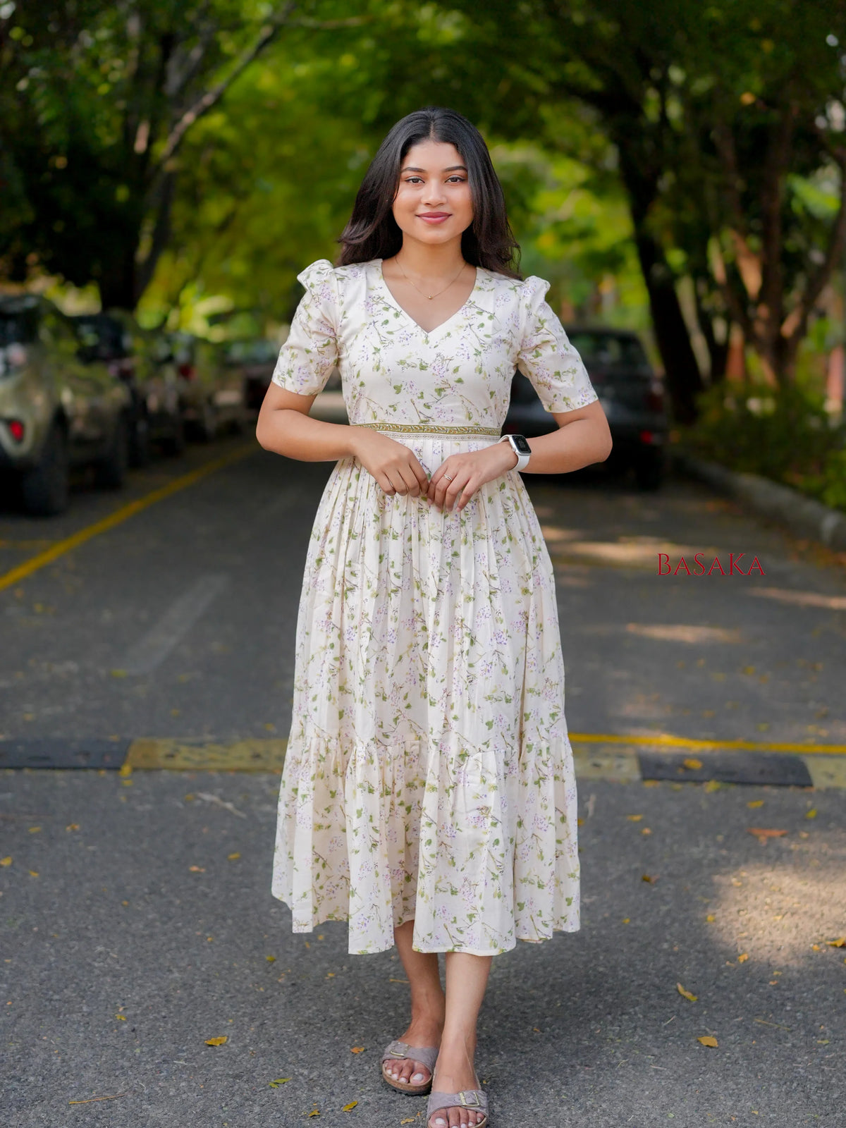 Lush Leaf COTTON Tiered Dress