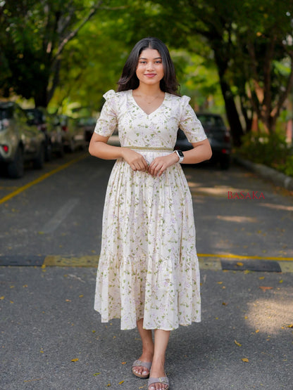 Lush Leaf COTTON Tiered Dress