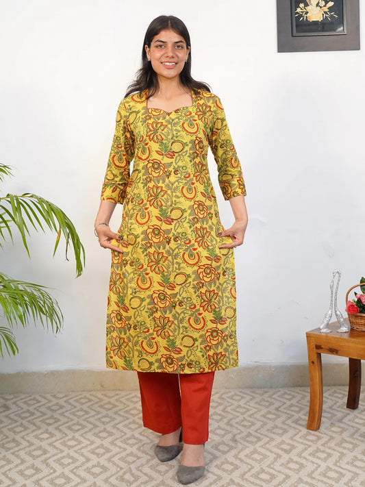Marigold Whisper Block Printed COTTON Kurta