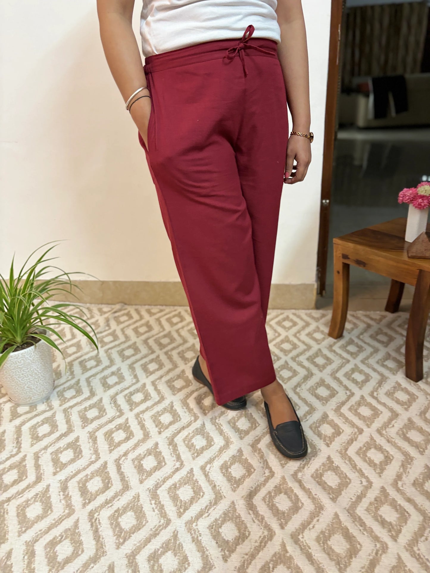 Maroon Cotton Palazzo