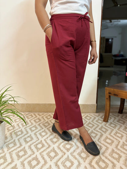 Maroon Cotton Palazzo