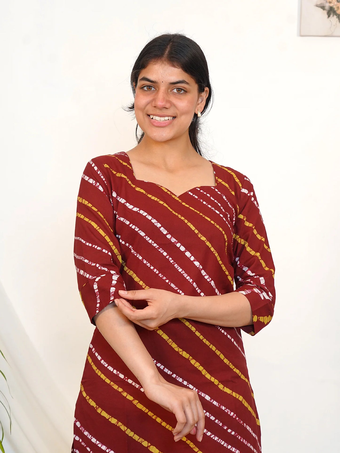 Maroon Multi Striped COTTON Kurta