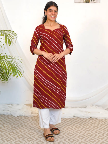 Maroon Multi Striped COTTON Kurta