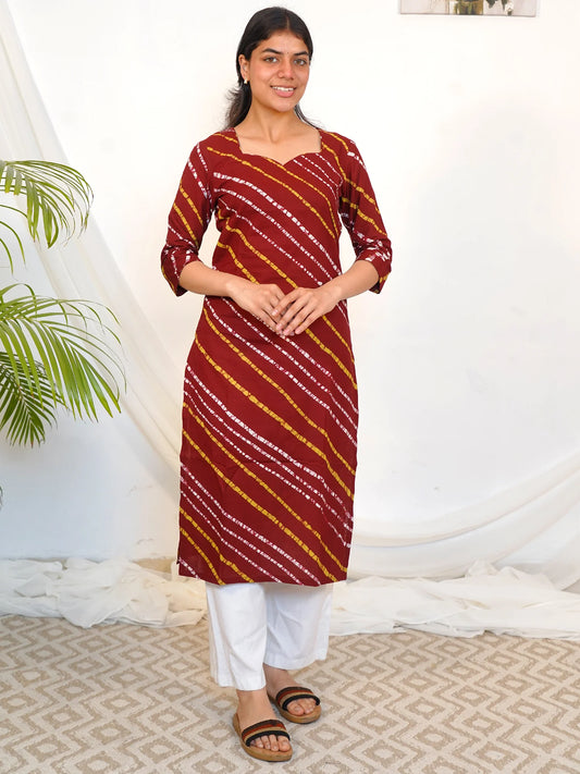 Maroon Multi Striped COTTON Kurta