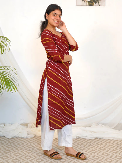 Maroon Multi Striped COTTON Kurta