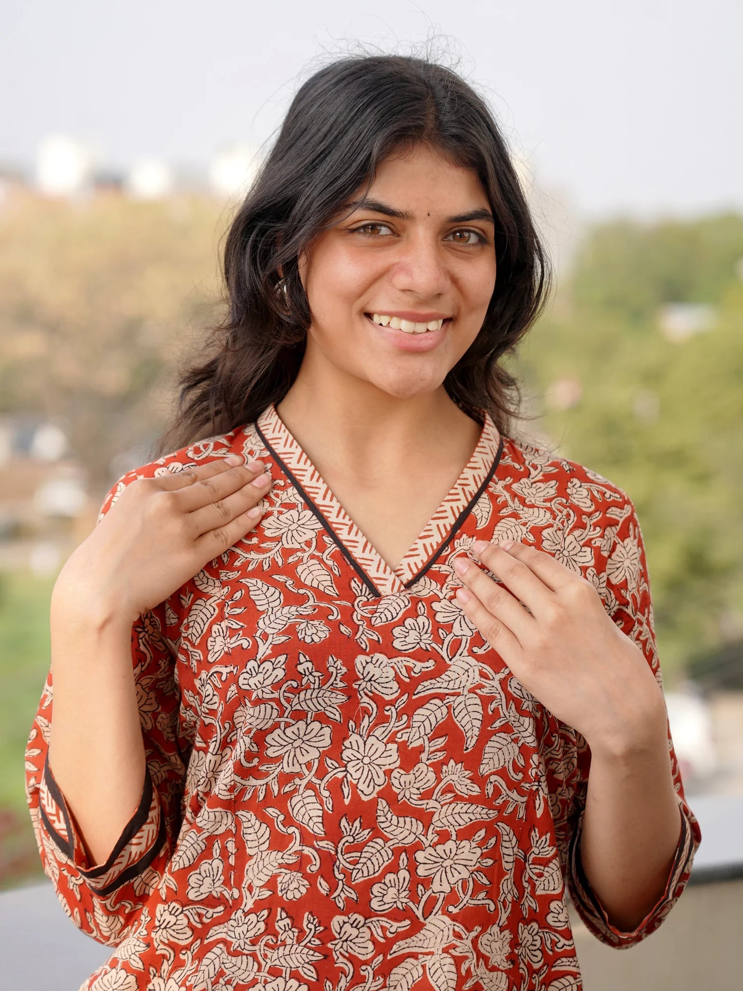 Maroon Petal Charm A-line COTTON Kurta