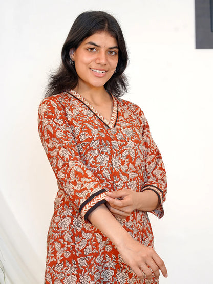 Maroon Petal Charm A-line COTTON Kurta